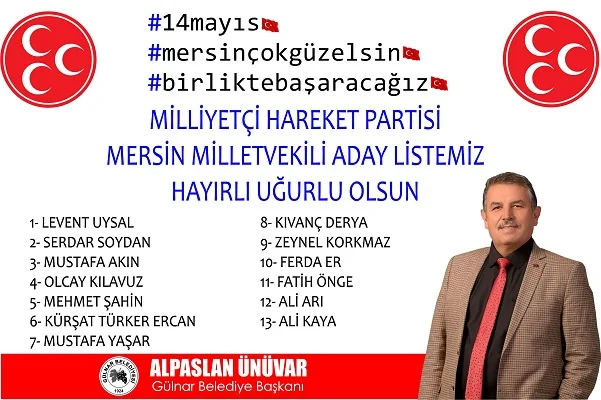 Gülnar Belediye Başkanı Alpaslan Ünüvar Milletvekili Adaylarımıza başarılar diliyorum