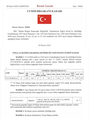 Yeşil Mercimekte Vergi İndirimi