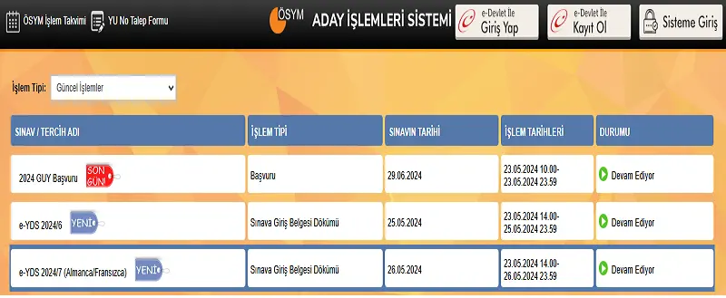 YKS sınava giriş belgeleri erişime açıldı